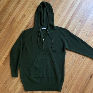 Sandro Long Green Zip Sweater with Hood